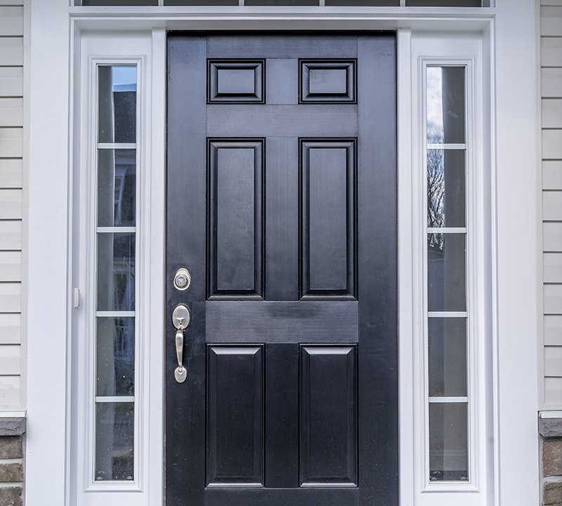 Classic fiberglass prehung black front door