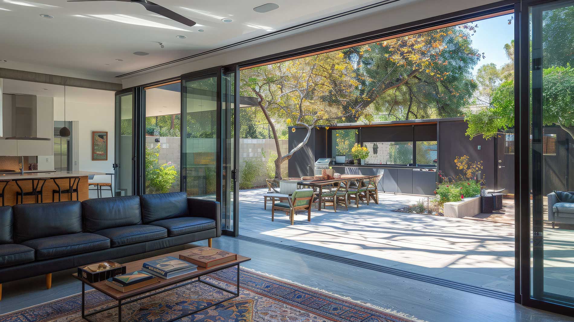 floor to ceiling windows viewing out to the patio