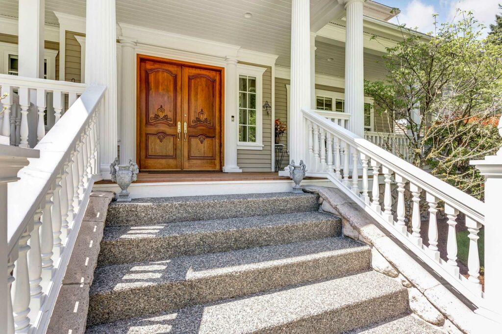 front steps to the front door of a brand new house